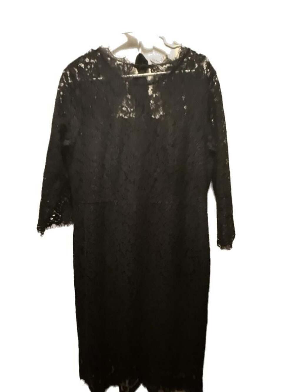 Black Lace Midi Dress with Tie Back Detail